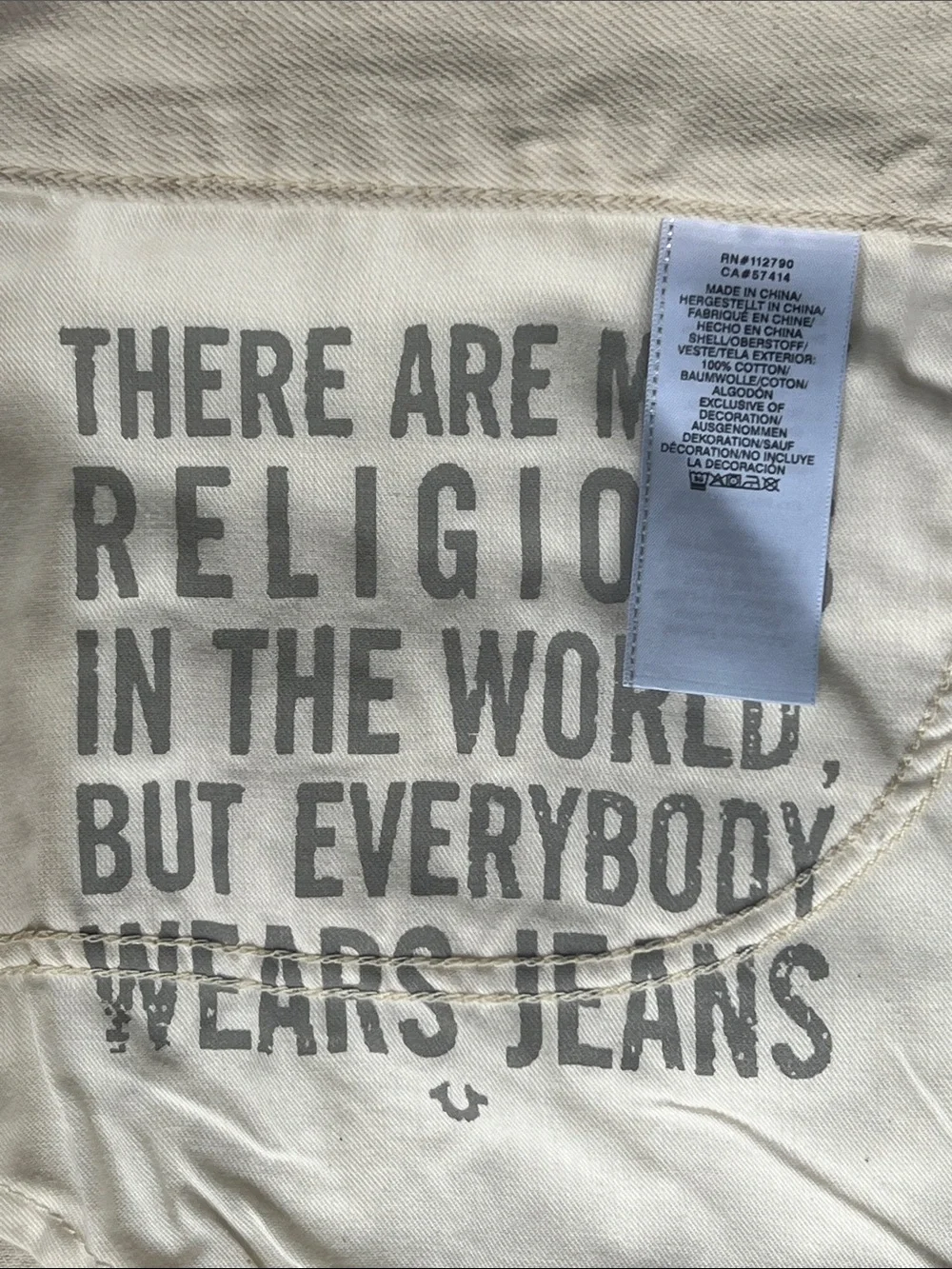 True Religion Men's Cream Denim Shorts - Raw Hem Five-Pocket